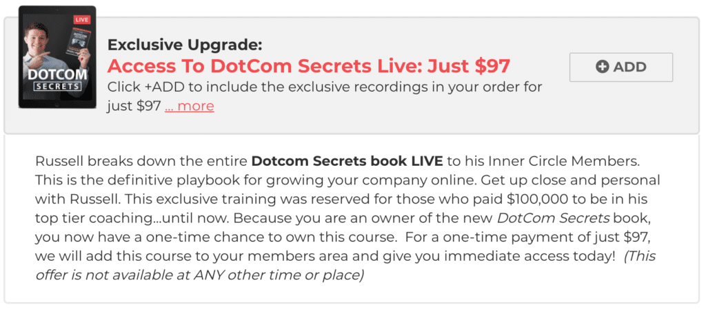 dotcom secrets live upsell