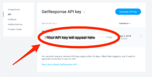 GetResponse API Key Generation Center