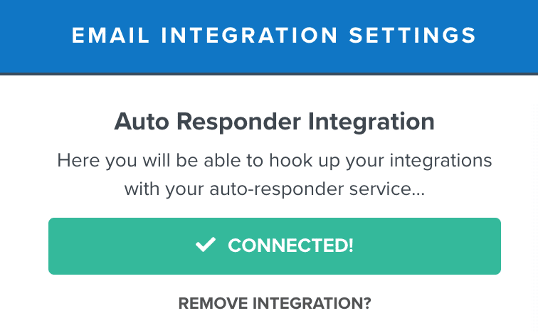 ClickFunnels Email Integration Settings Showing Auto Responder Has Connected